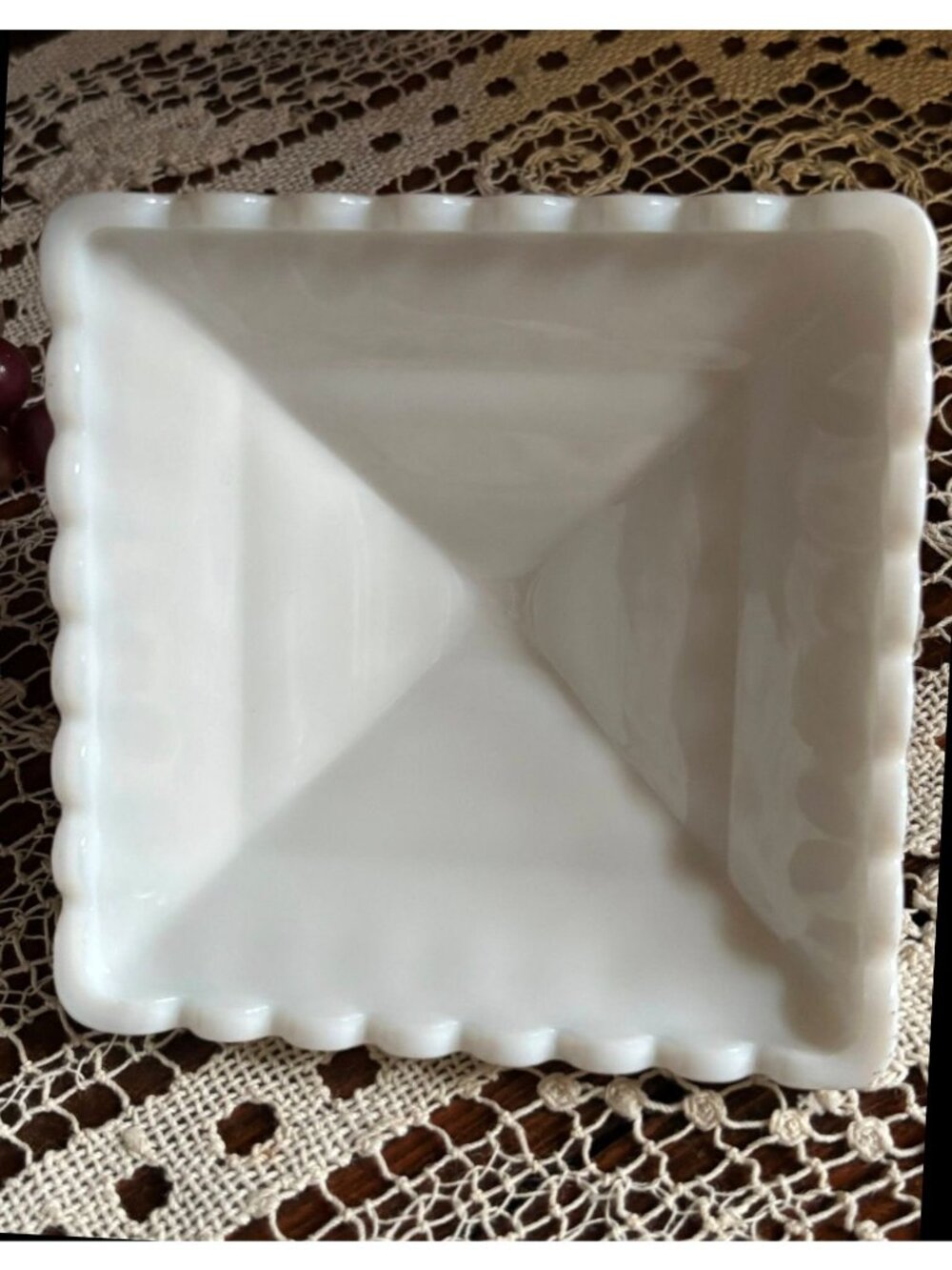 Vintage Westmoreland Milk Glass Covered Candy Dish | Gold Grape Pedestal Compote - Picture 8 of 9